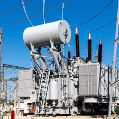 High voltage substation. Power transformer. Electrical distribution substation High voltage substation. Power transformer. Electrical distribution substation
